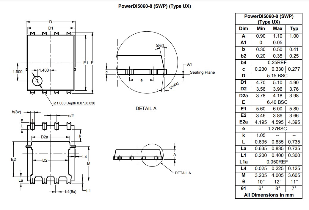 Technische Zeichnung - Diodes Incorporated DMTH15H017LPSWQ N-Kanal Enhancement-Modus MOSFET 